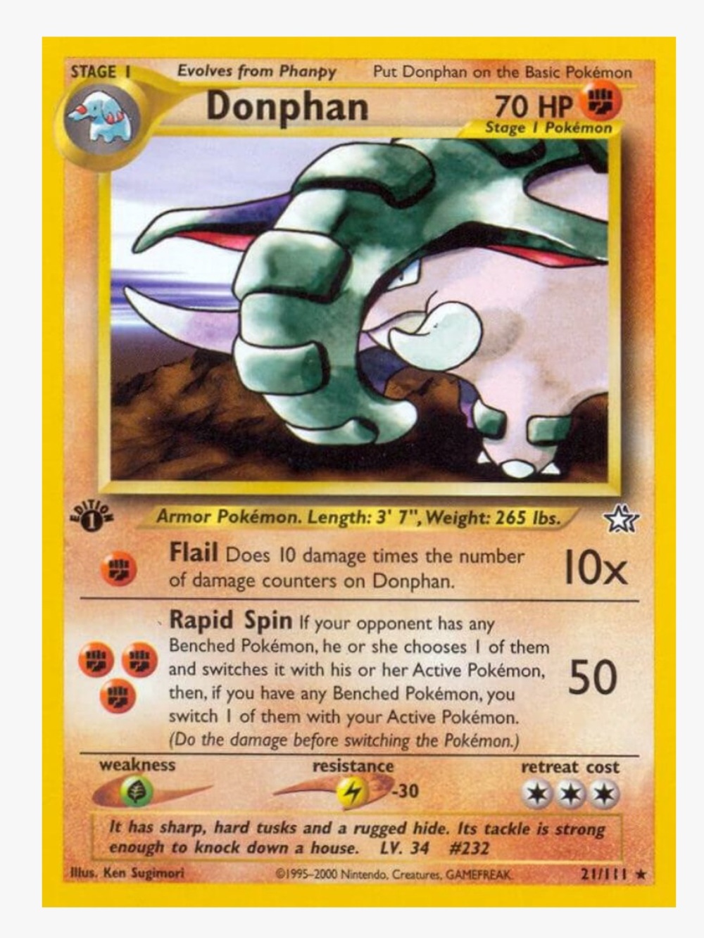 Donphan Neo Genesis Unlimited Pokemon Trading Card